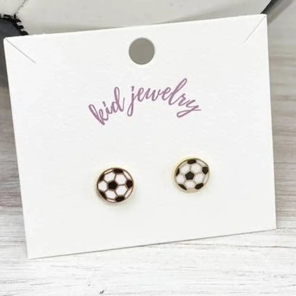 Kids Soccer Clip On Stud Earrings